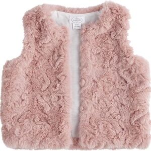 NWOT Mud Pie Toddler Girl Pink Faux Fur Vest 5T